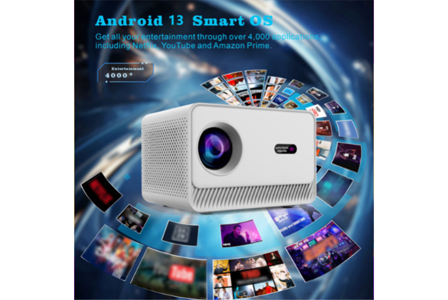 **M10 Smart Projector, White, Android**(UK plug)