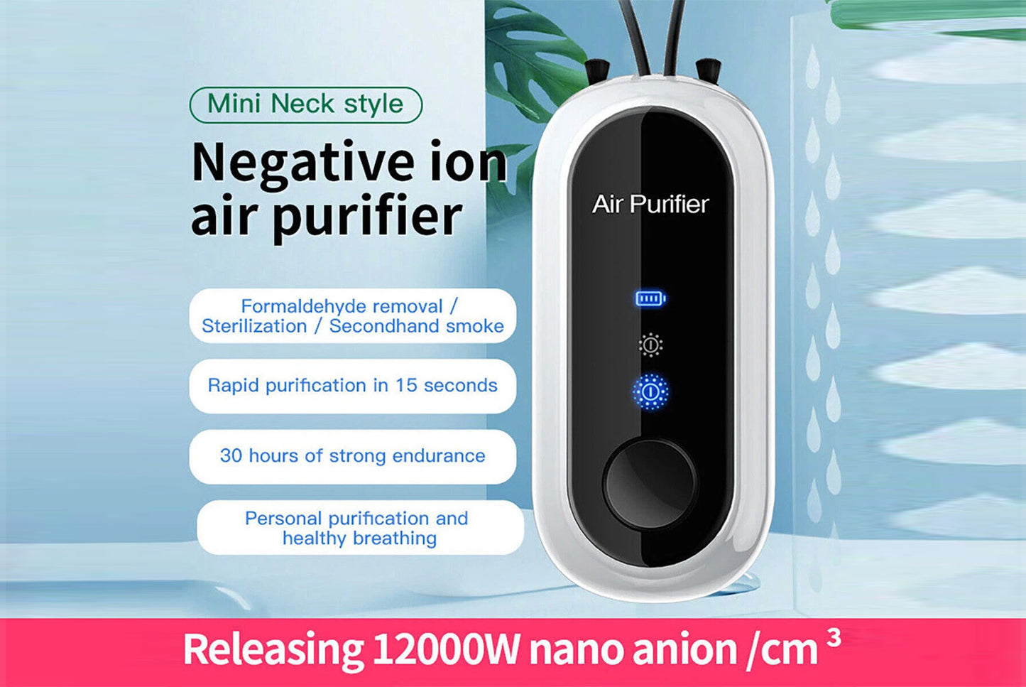 Mini neck-hanging air purifier