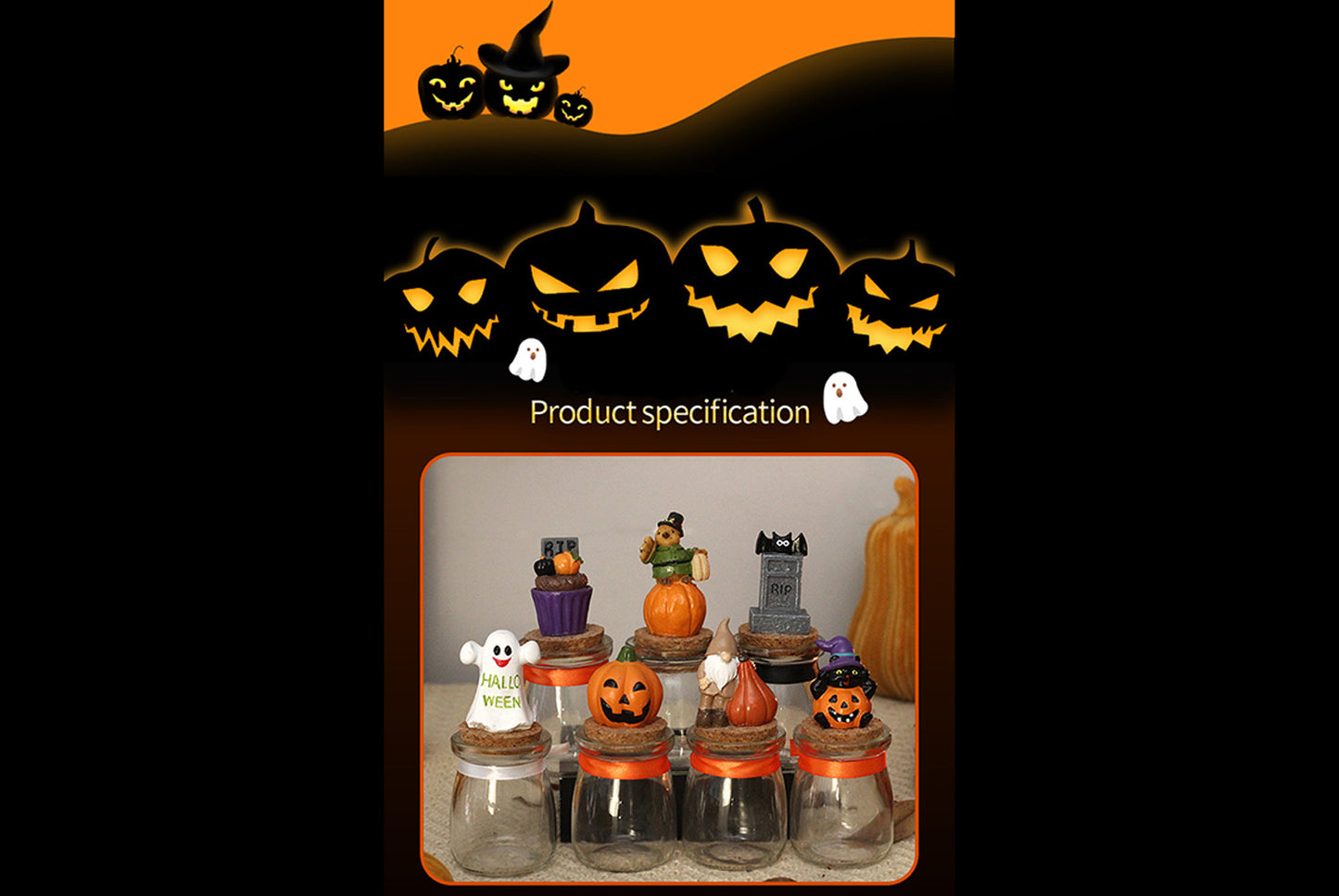 **Cute Ghost Pumpkin Resin Candy Jar Ornament**