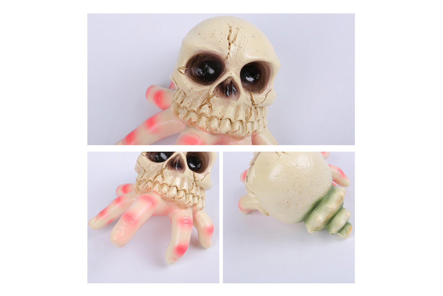 Halloween Skull Conch Hand Figurine | Resin Horror Garden Decor
