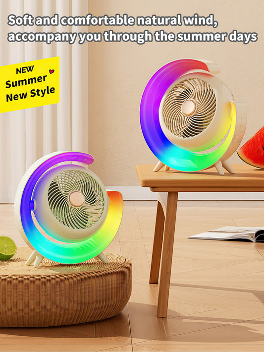 Portable USB Desktop Fan with Ambient Light - 2 Styles and 4 Colours