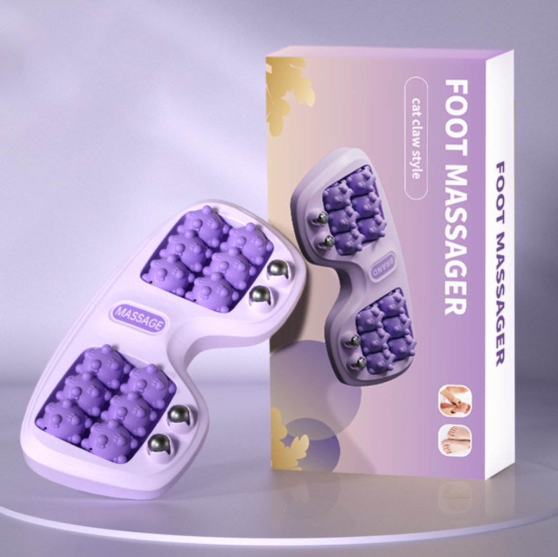 Magnetic bead four-row roller foot massager