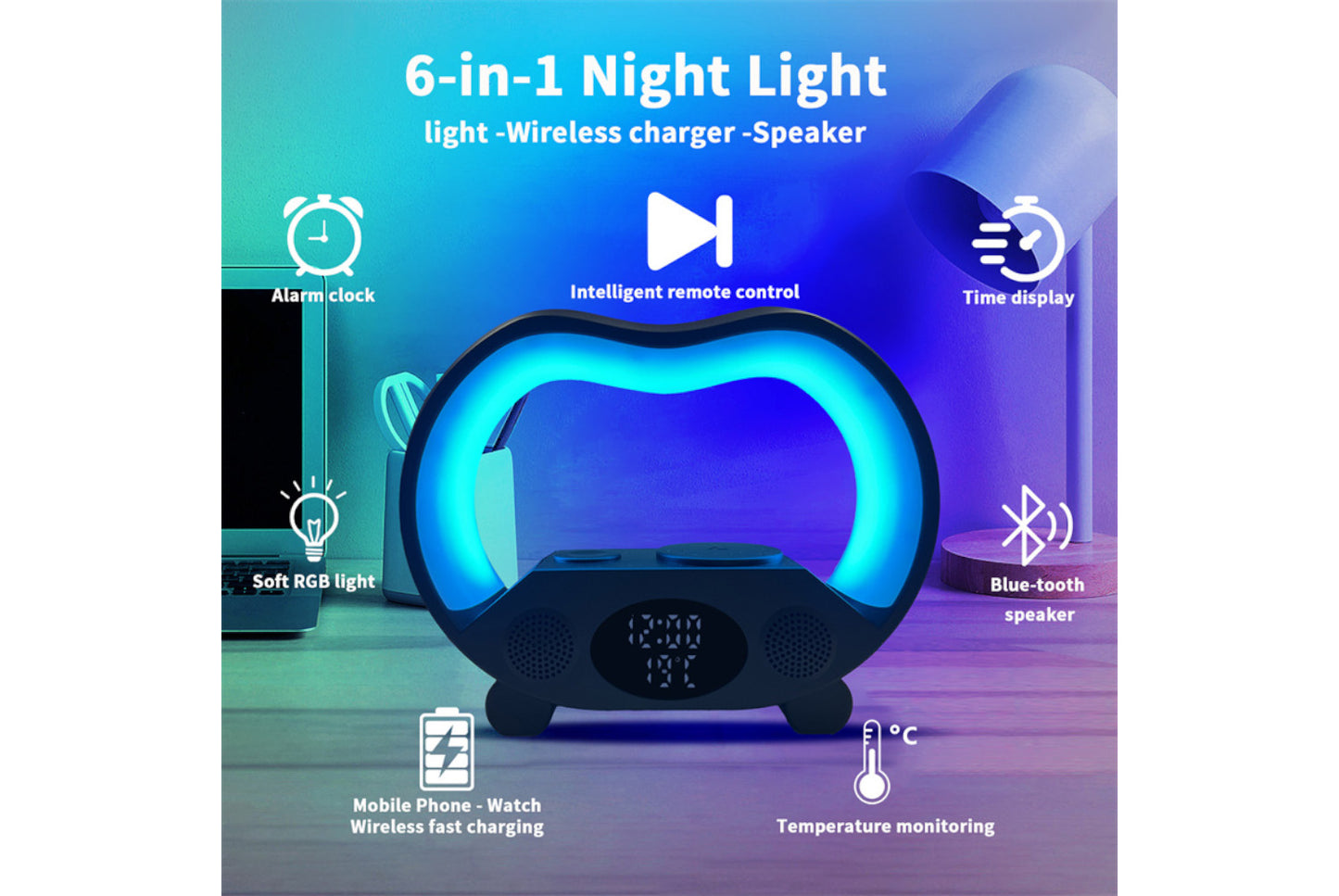 Wireless Charging Multifunctional Colorful Night Light