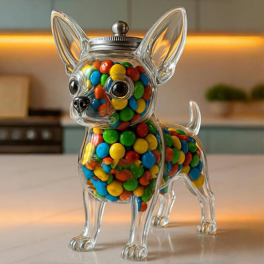 **Chihuahua Candy Jar, Chihuahua-Shaped Snack Container**