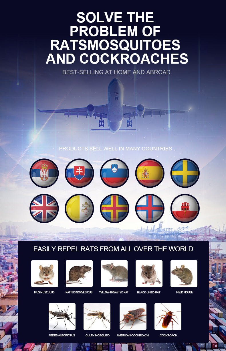 USB Smart Variable Frequency Ultrasonic Rodent and Insect Repellent