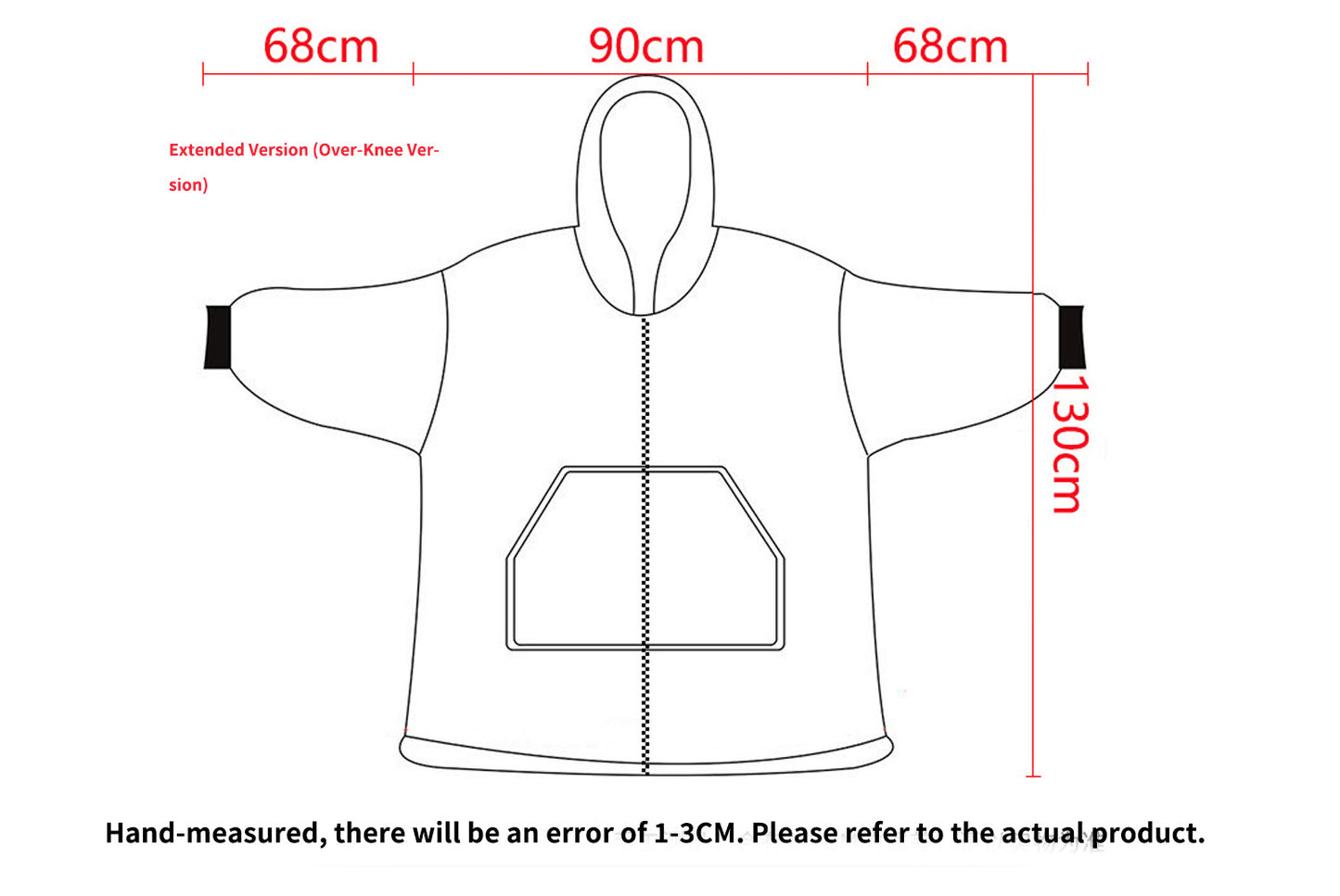 **Extra Long Zippered Lazy Blanket (Light Gray/Dark Blue)**