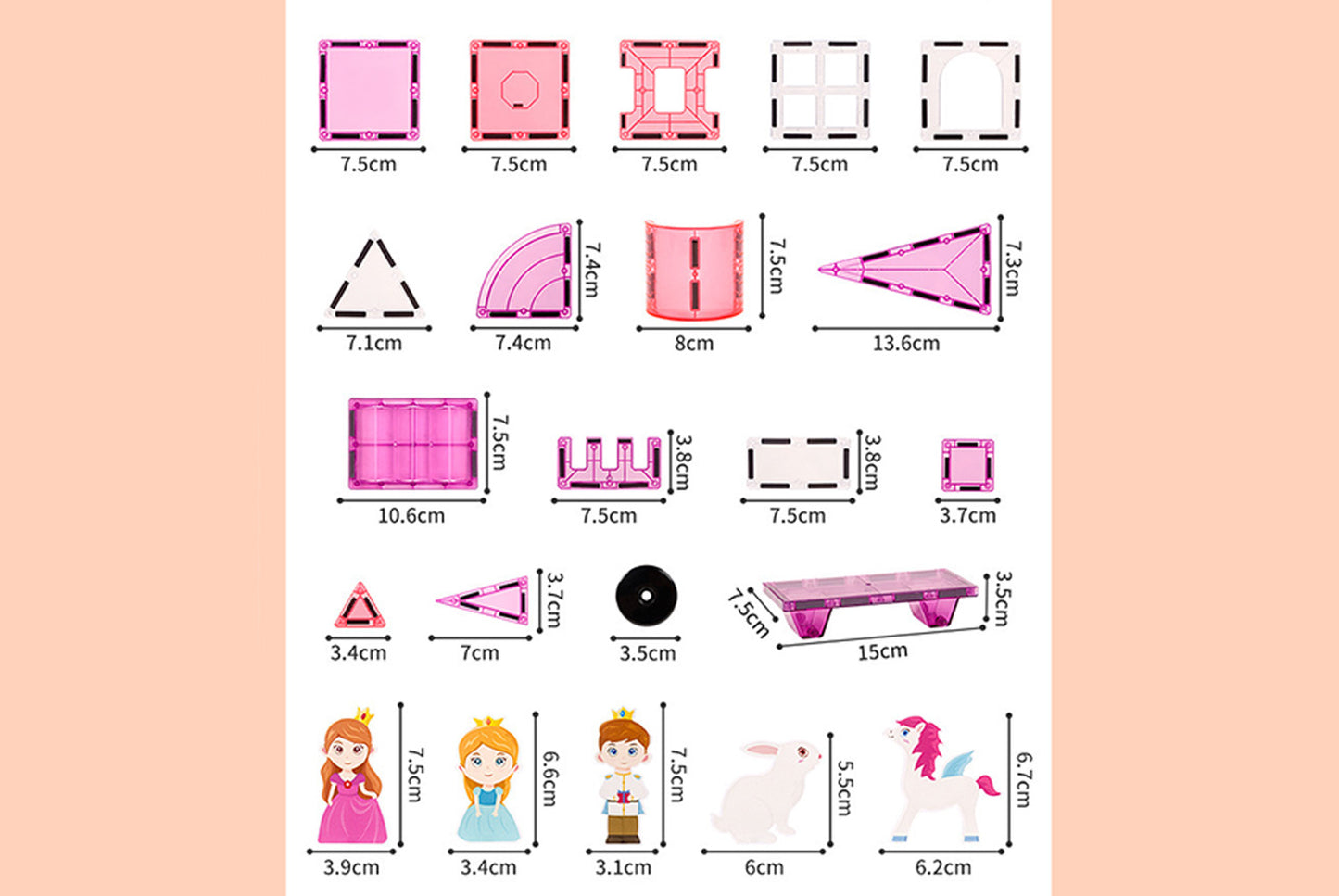 Princess Themed Magnetic Building Blocks