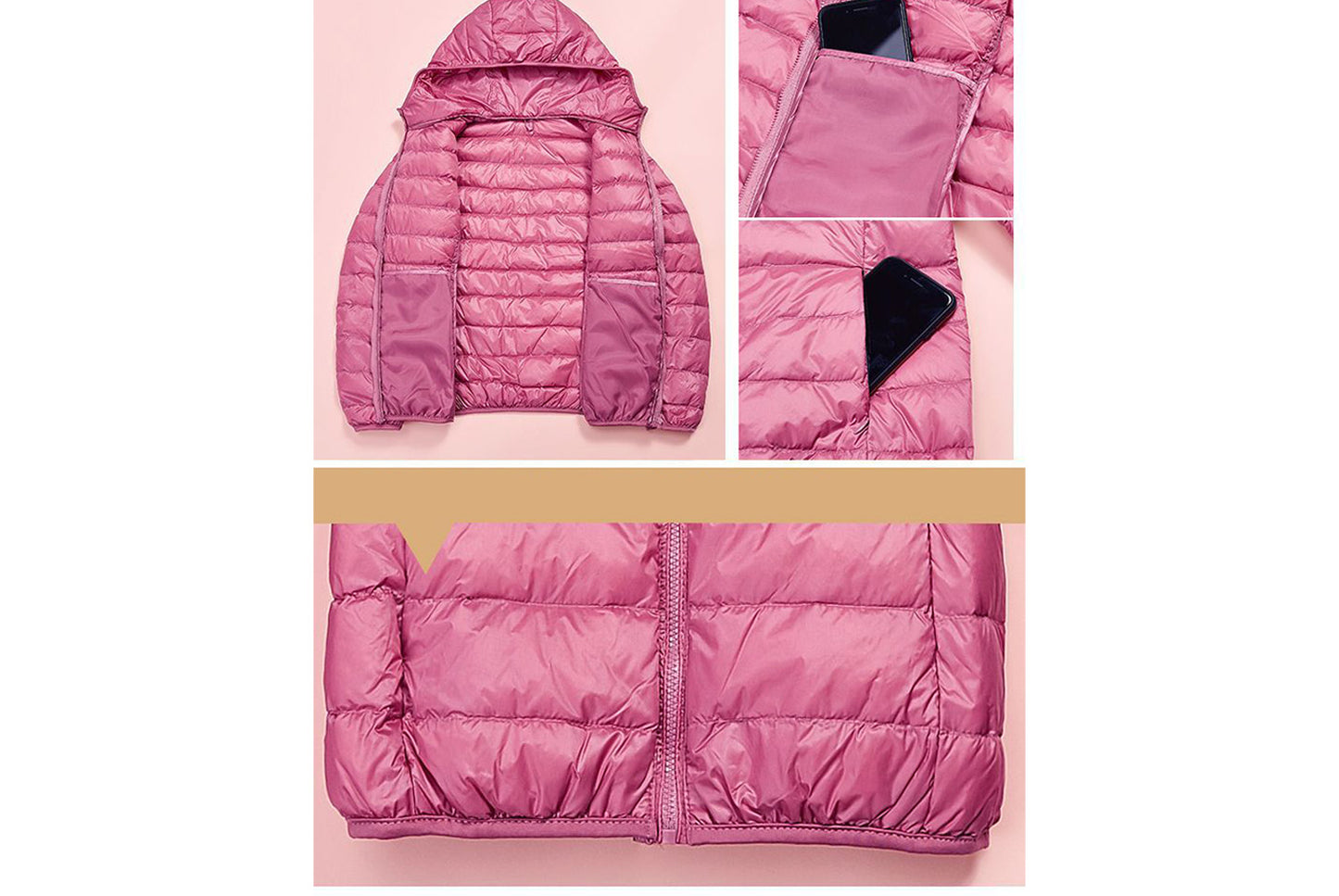 **Ladies short white duck down jacket (lightweight and warm)**