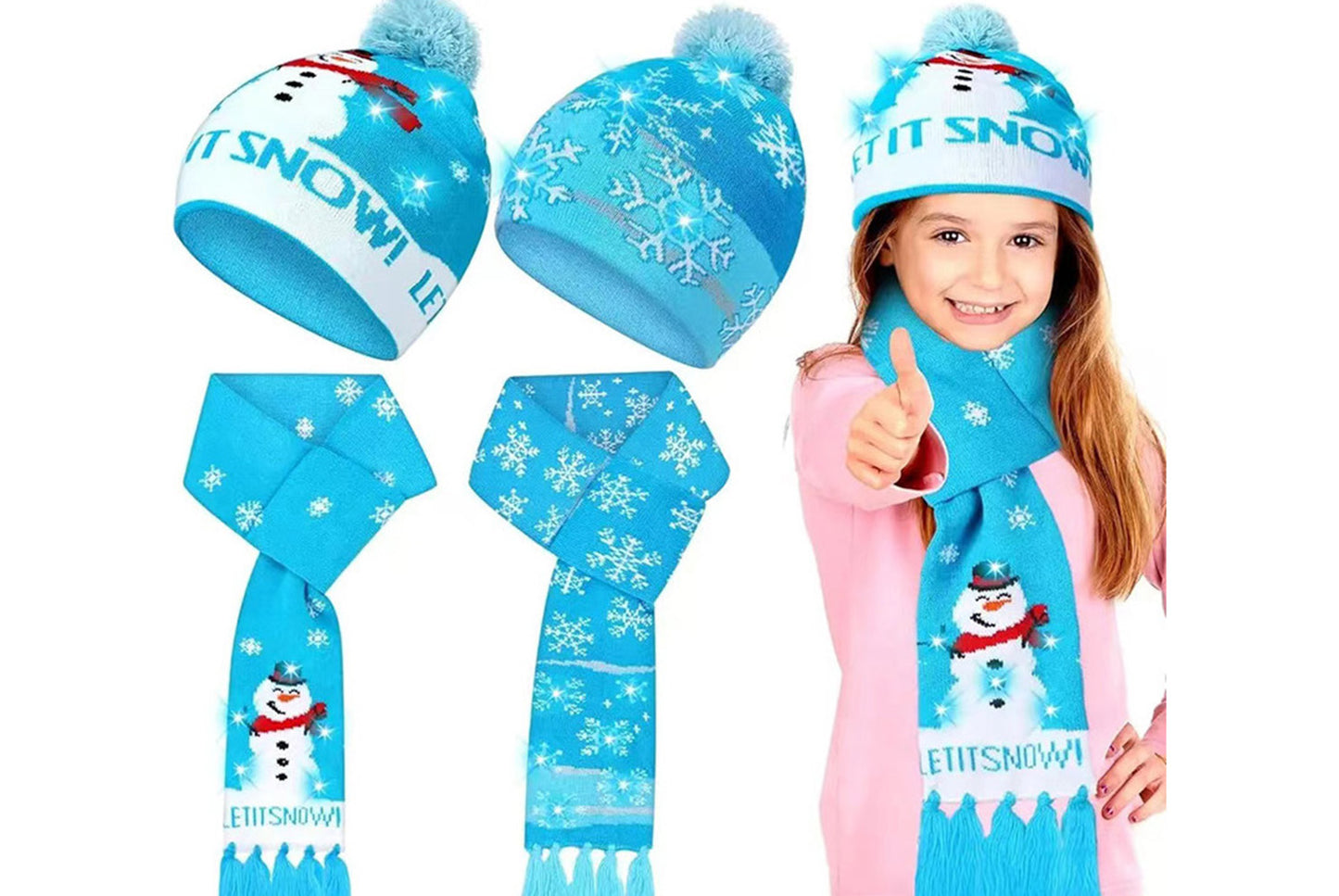 Christmas LED Jacquard Hat and Scarf Set