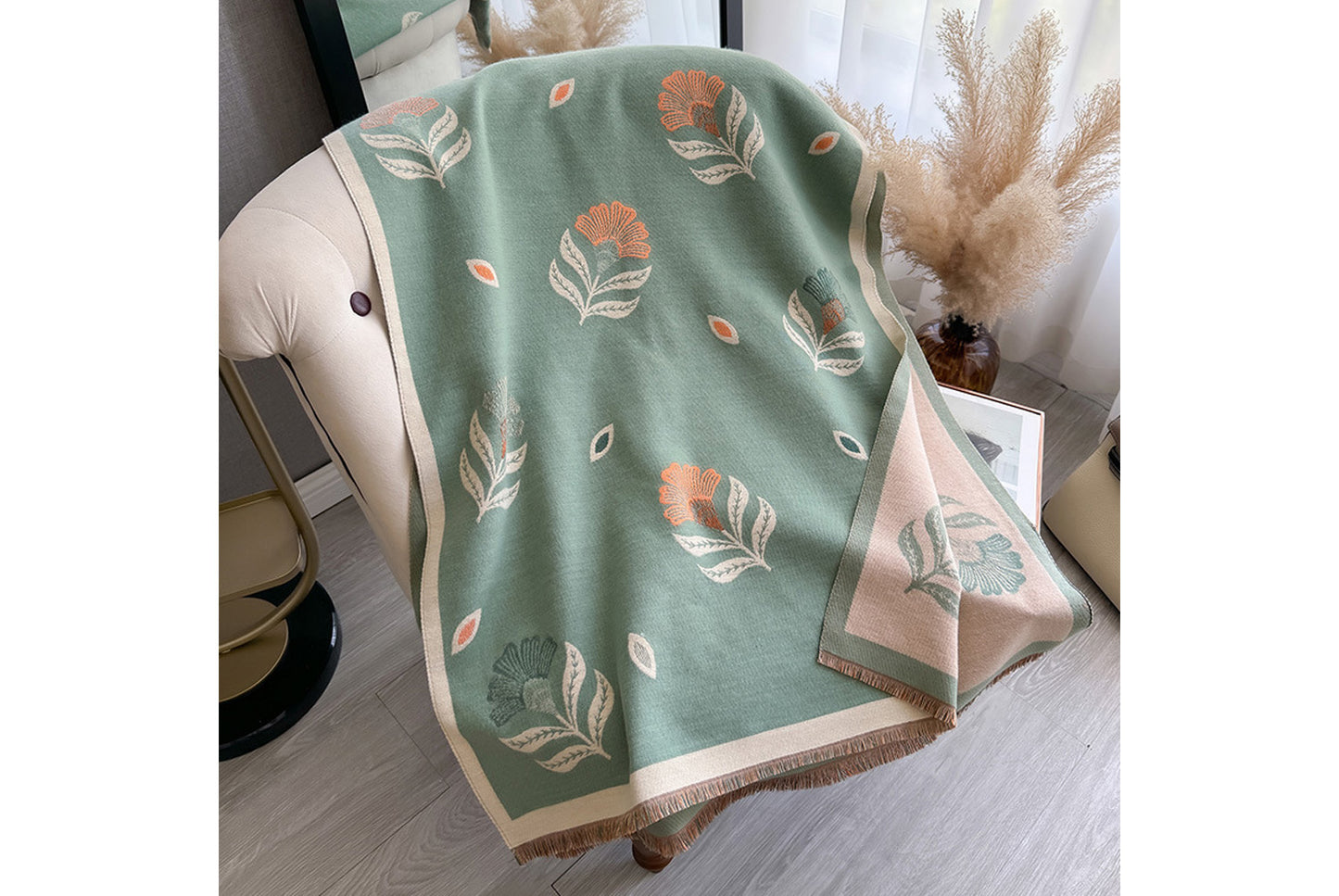 Autumn/Winter Faux Cashmere Floral Print Scarf/Shawl