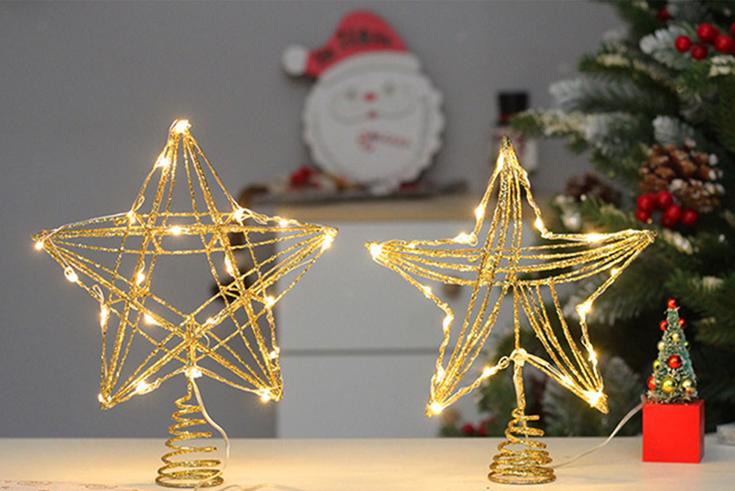 Iron Glitter LED Light-Up Tree Star