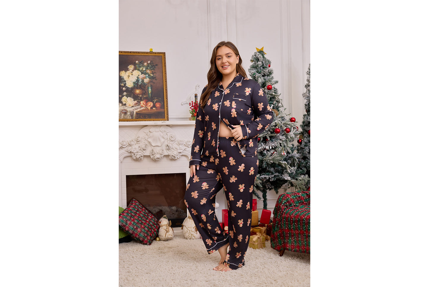Women's Christmas Plus-Size Lounge Set