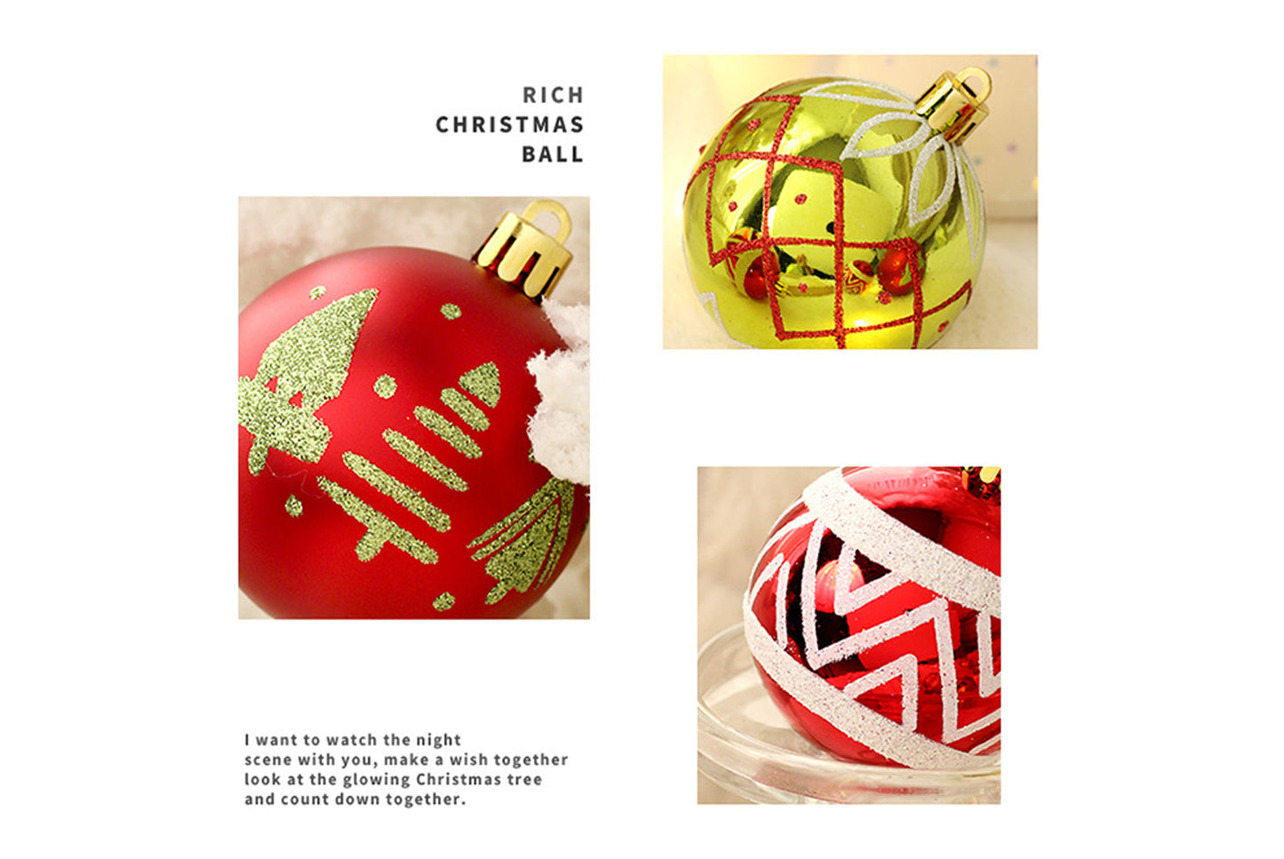 **16-Piece Red, Green, and White Christmas Ball Decoration Set**
