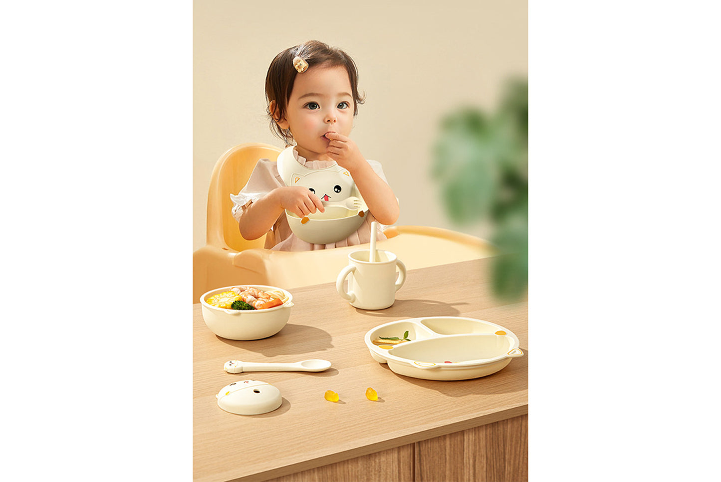 Cartoon Silicone Baby Plate Set | 3-Piece Set