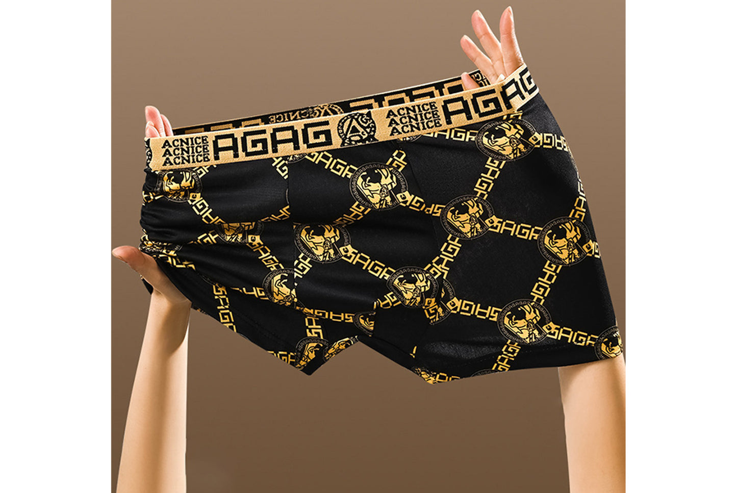 4-Pack - Black and Gold Men's Boxer Briefs