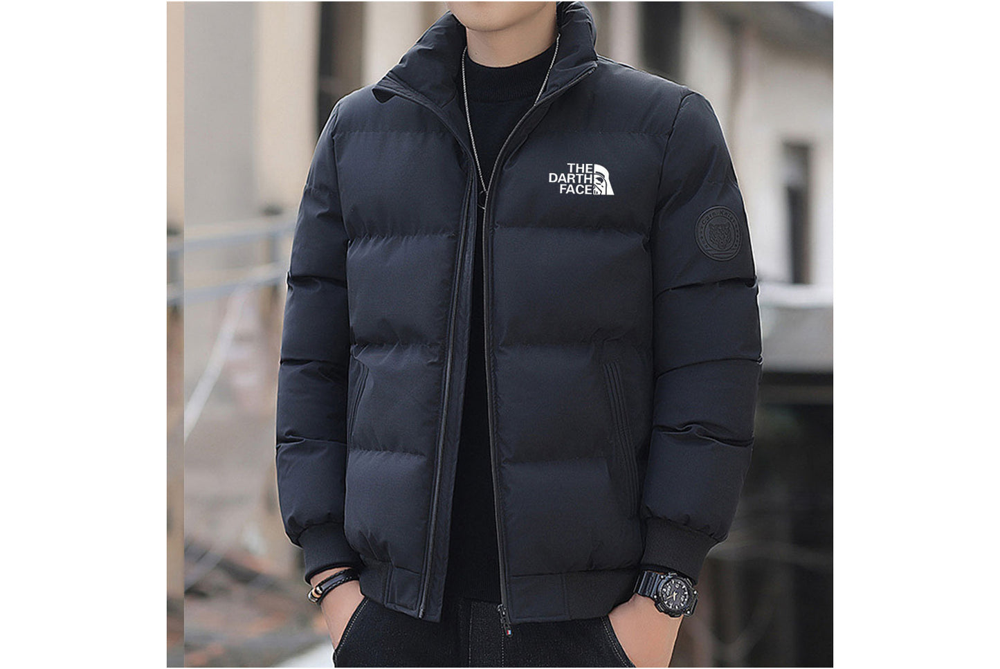 **Men's Stand-up Collar Thickened Jacket**