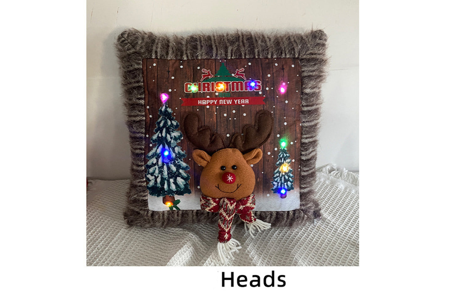 **Plush Luminous Christmas Pillow - Festive Sofa Cushion**