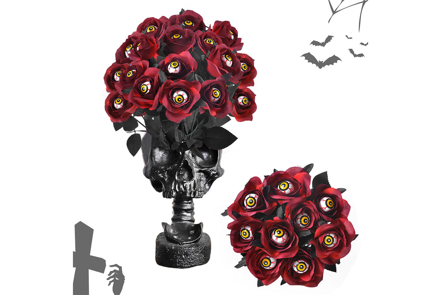 Halloween Scary Rose Decorations (10-Pack)