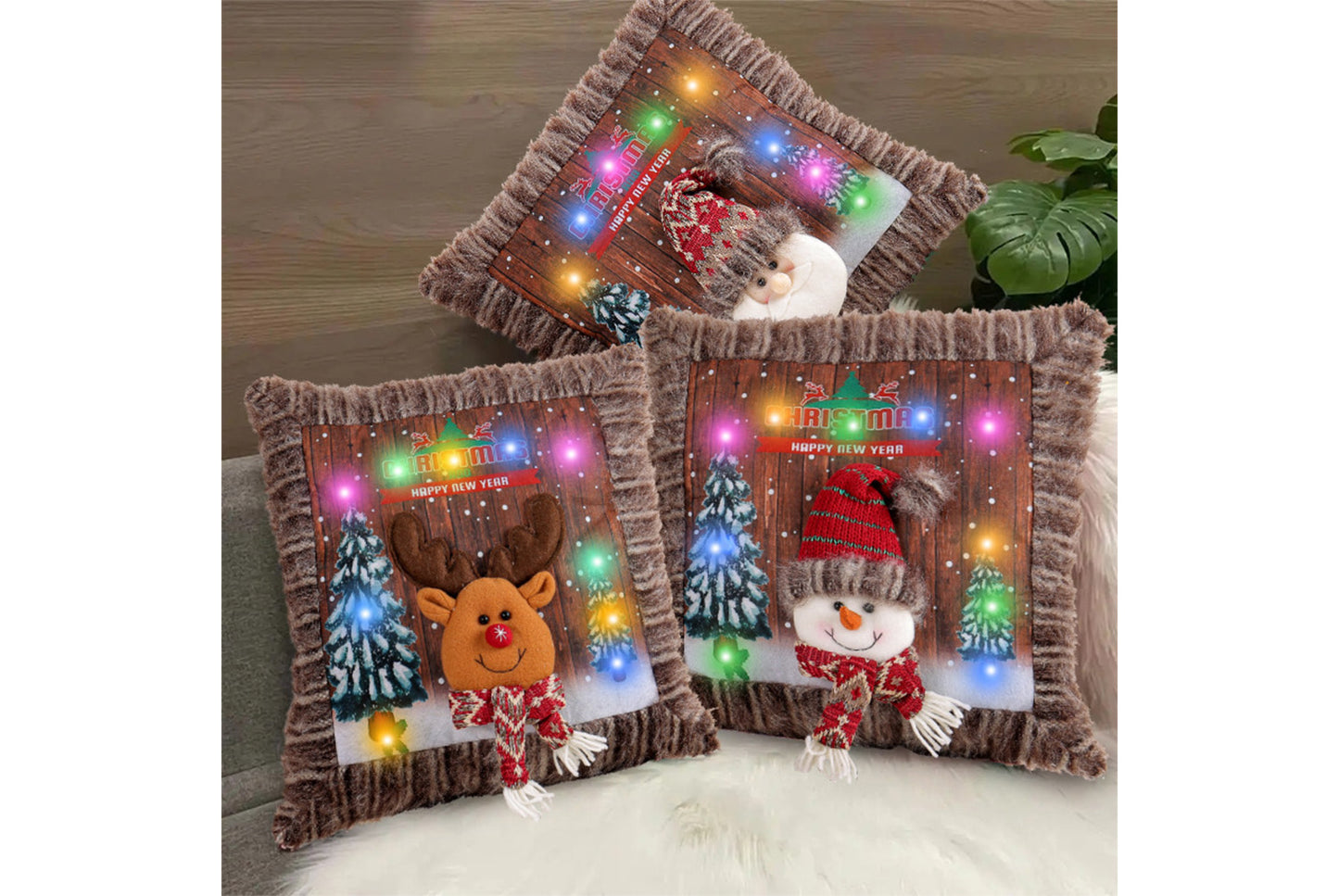 **Plush Luminous Christmas Pillow - Festive Sofa Cushion**