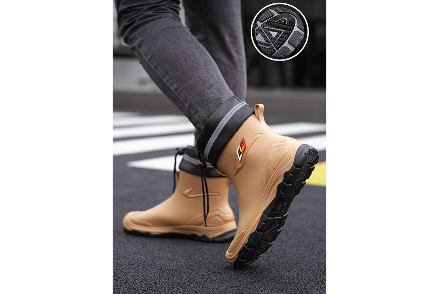 Men's Mid-Calf Fleece-Lined Non-Slip Rain Boots
