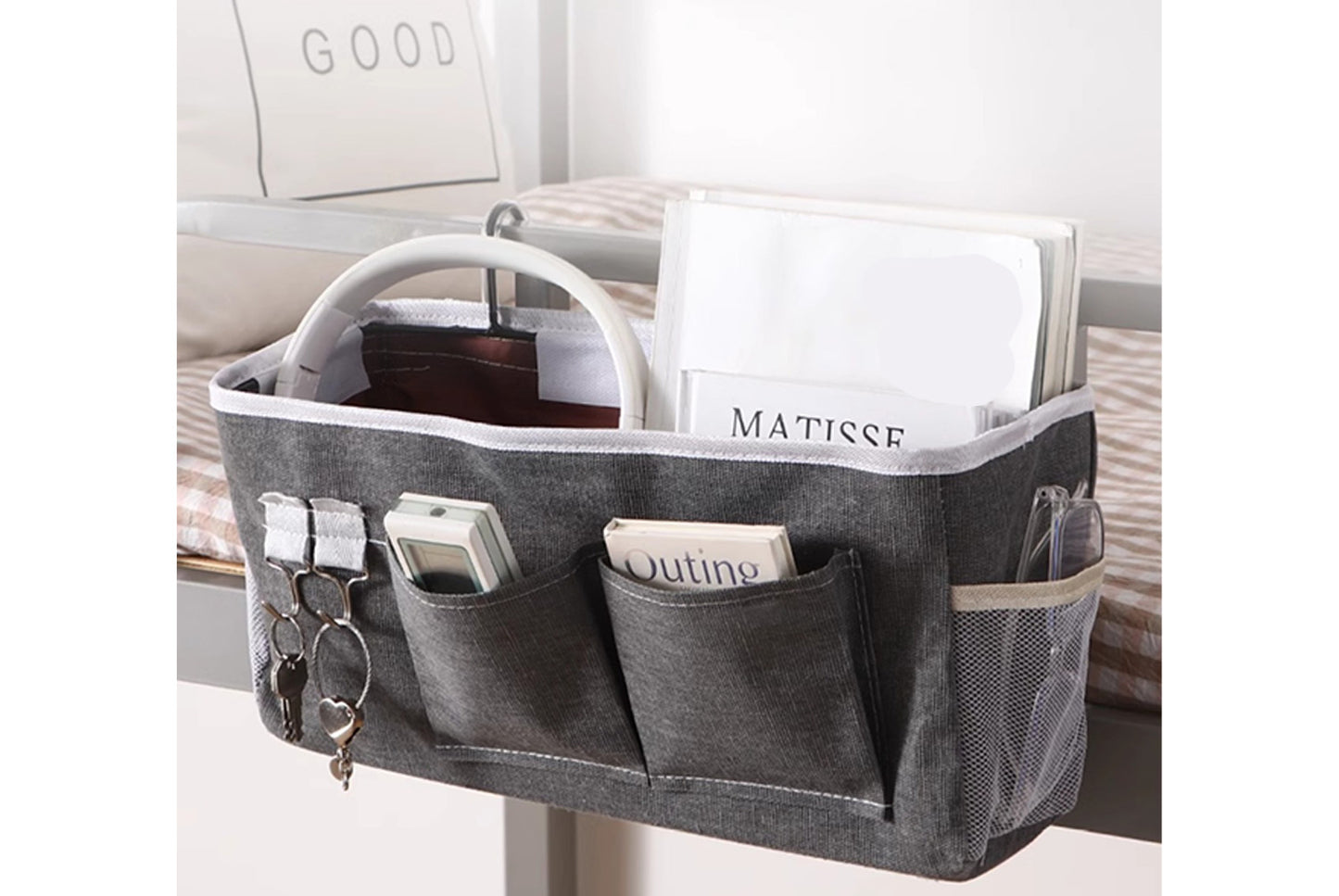 Cotton and linen double hook storage rack