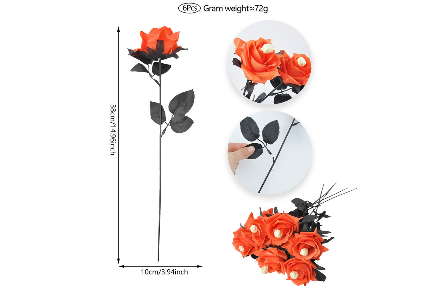 Halloween Scary Rose Decorations (10-Pack)
