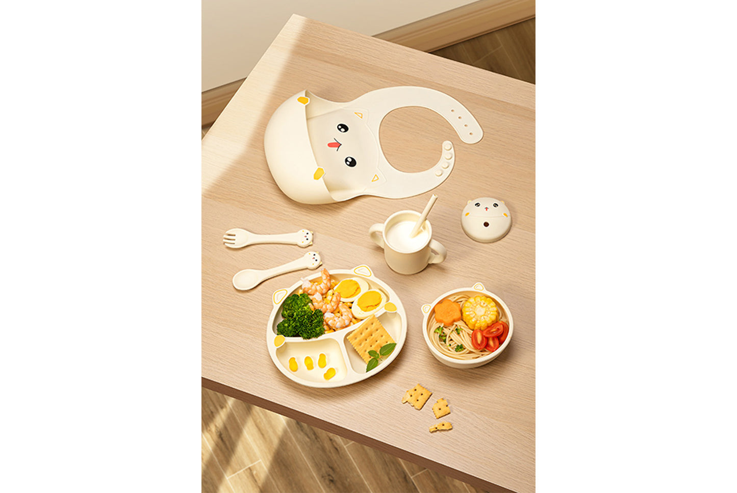 Cartoon Silicone Baby Plate Set | 3-Piece Set