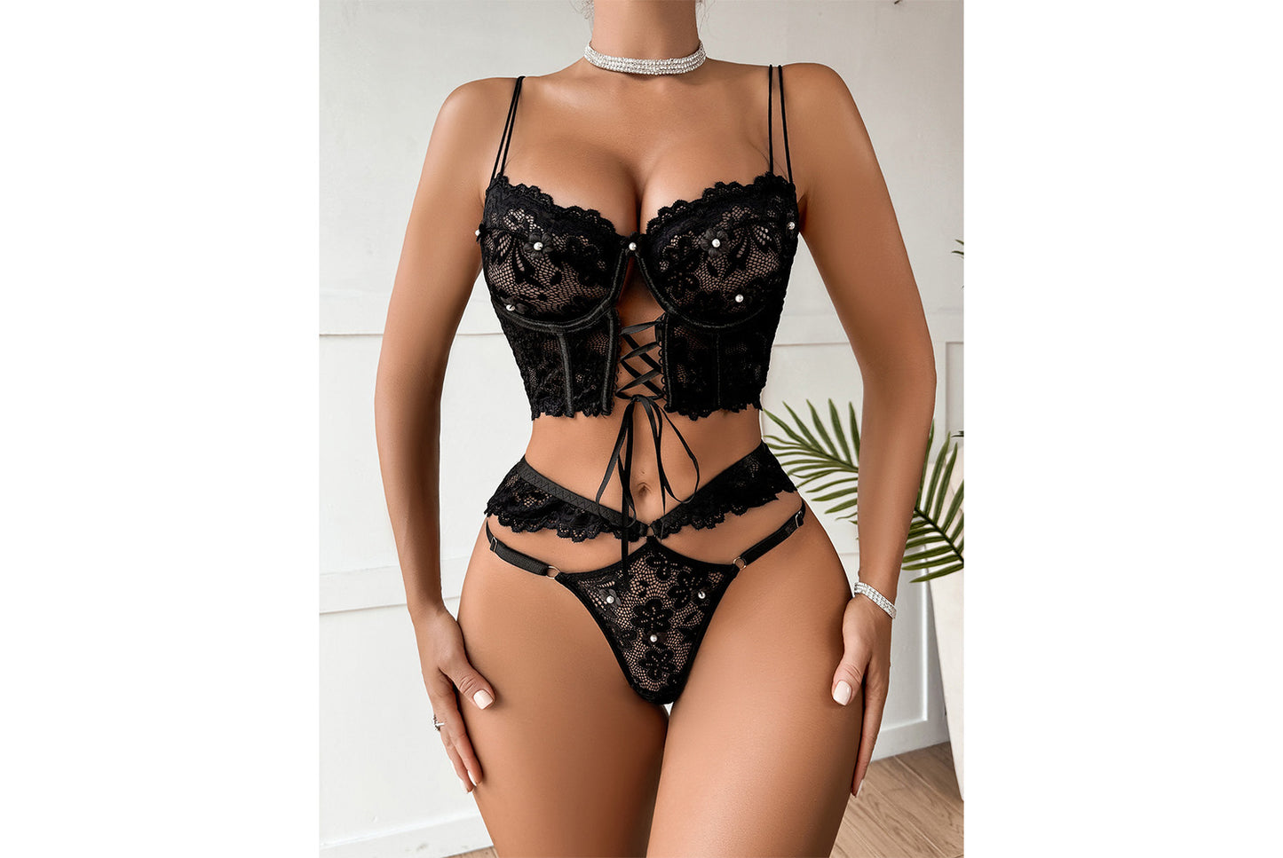 **Underwire Lace Bra Set - 3D Floral Sheer Sexy Lingerie**