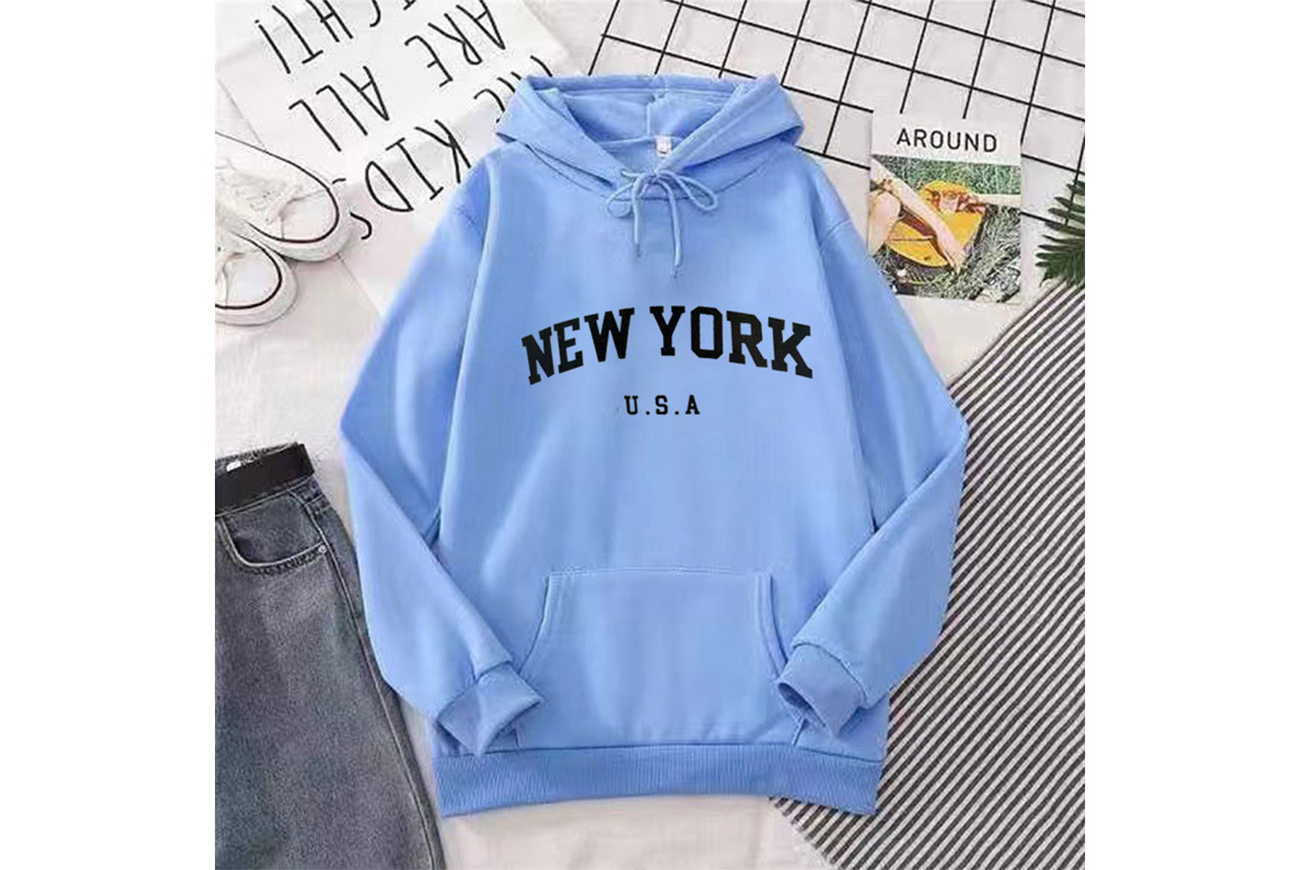 NEW YORK USA Letter Print Hoodie
