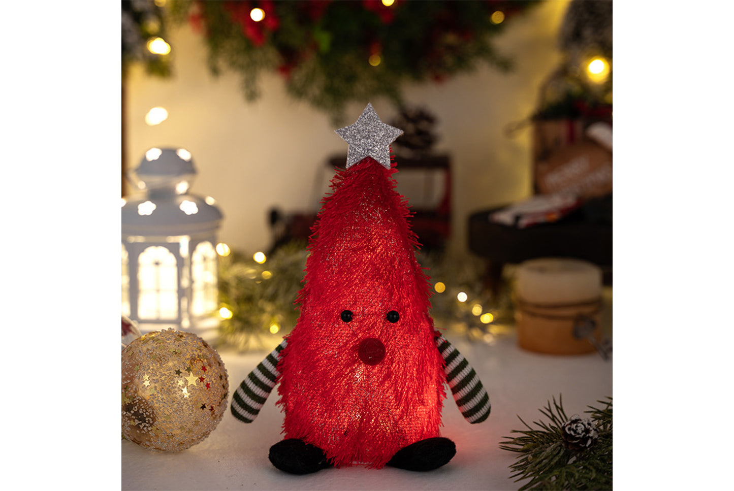 **Christmas Tree-Shaped Lighted Doll Desktop Ornament**