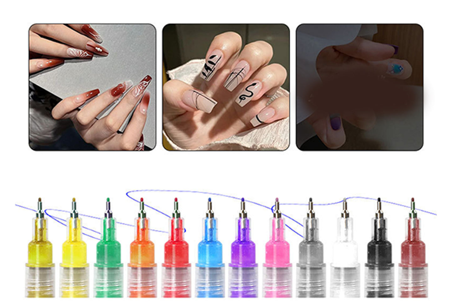 12-Color Nail Art Graffiti Pen Set
