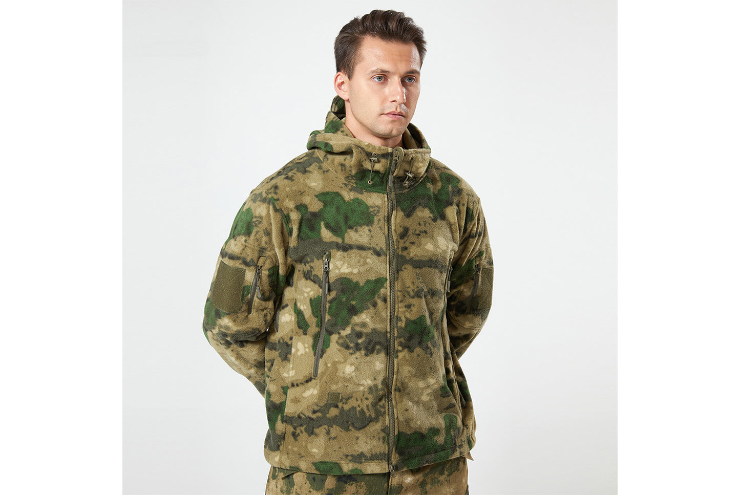 Men's Tactical Camouflage Fleece Hooded Jacket