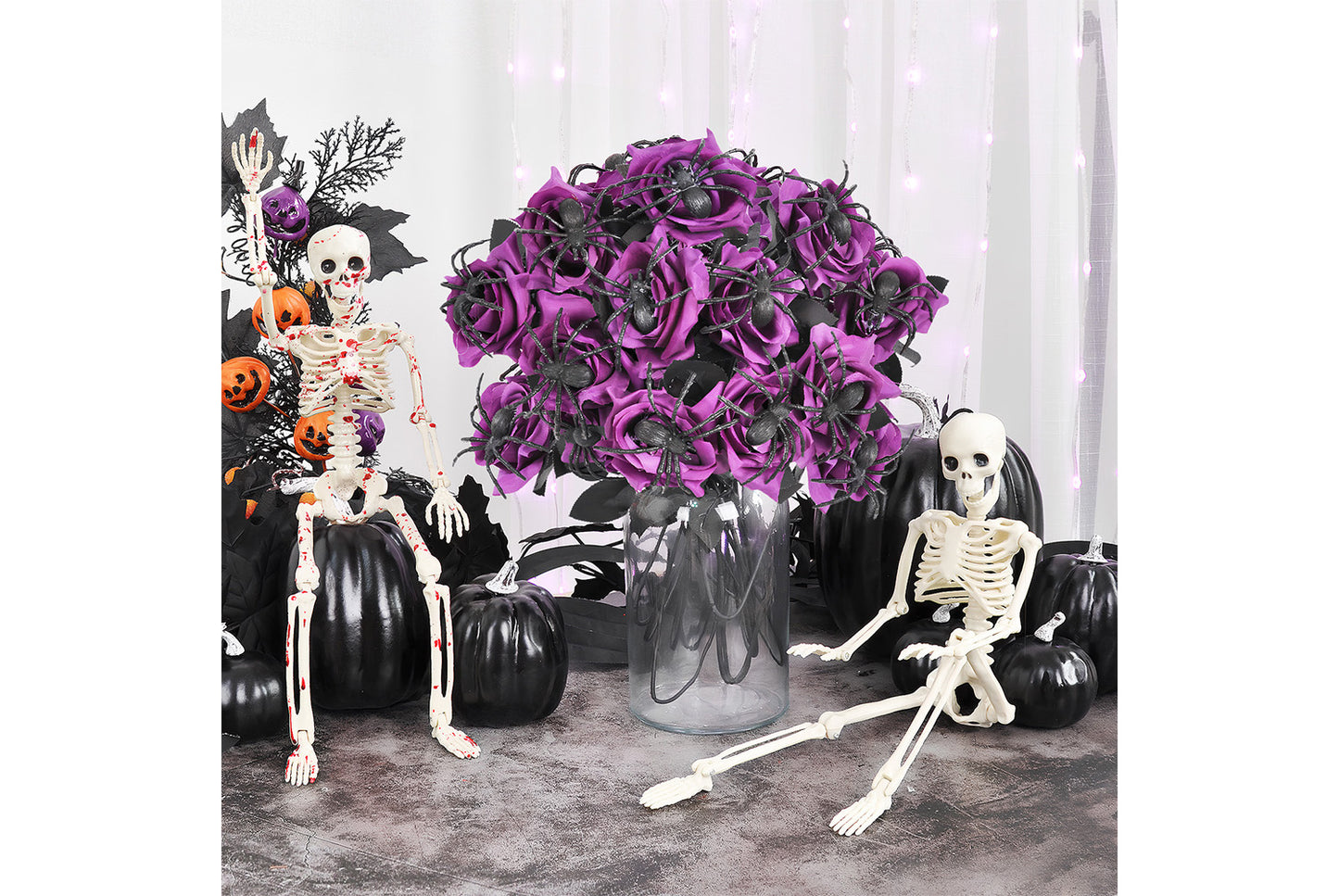Halloween Skull Spider Roses (10-Pack)