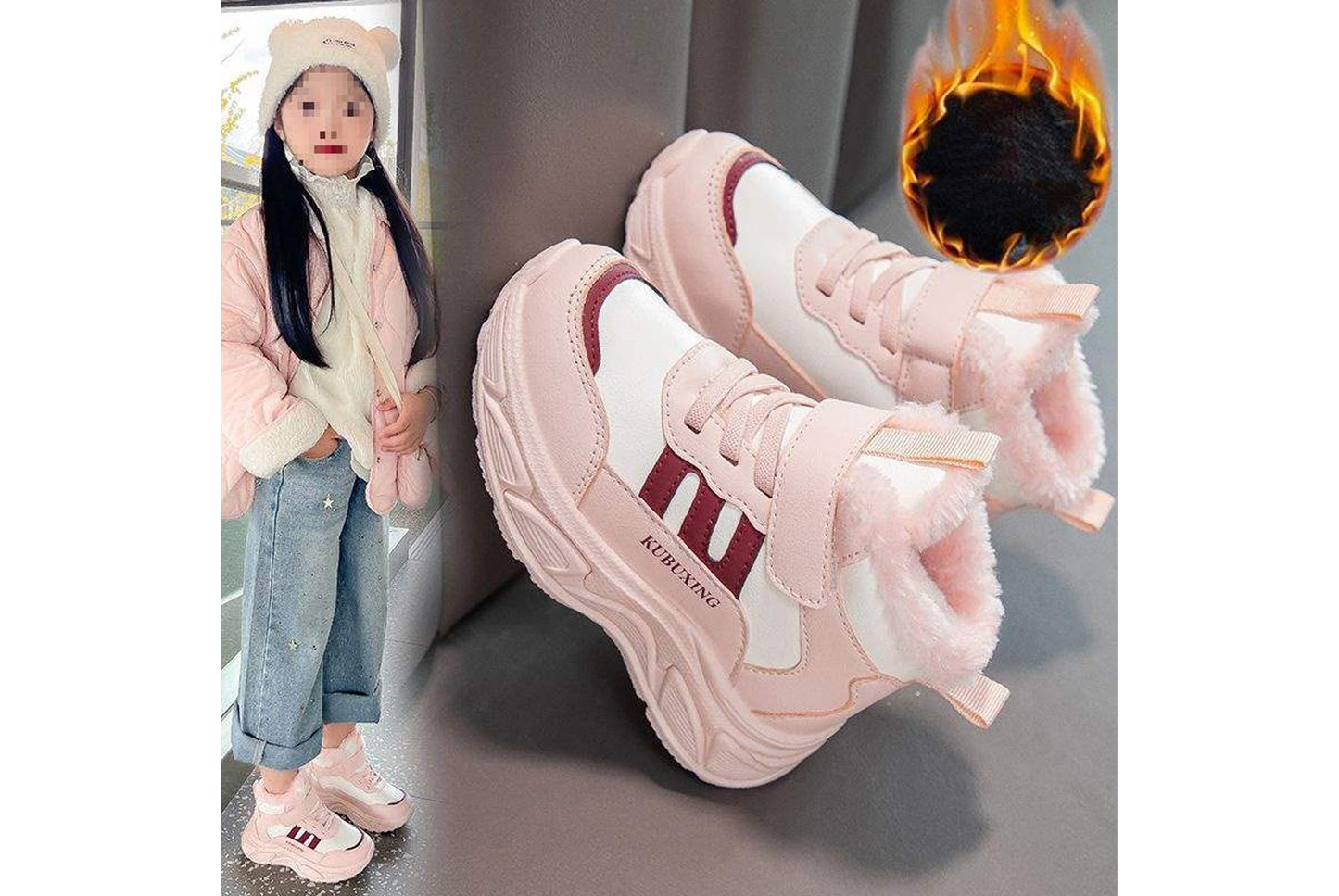 Girls' Fleece-Lined Sneakers, Warm High