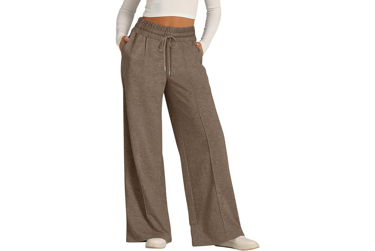 Women's Solid Color Casual Wide-Leg Sweatpants