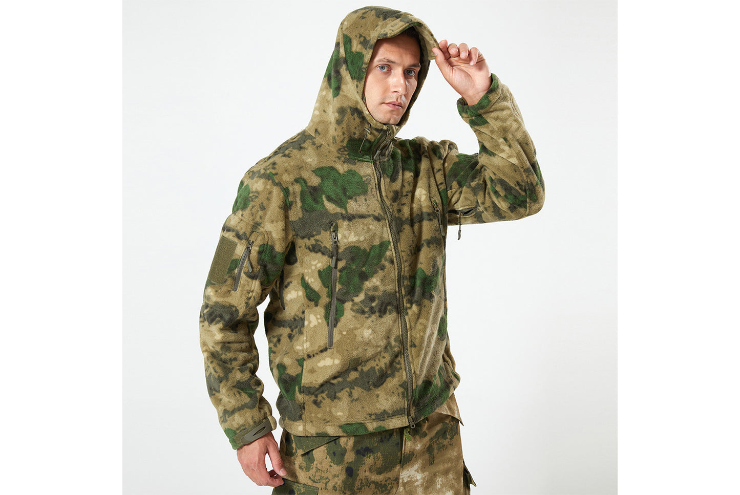Men's Tactical Camouflage Fleece Hooded Jacket