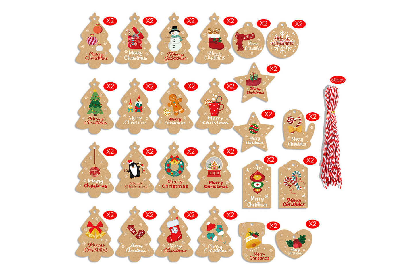 Christmas Vintage Kraft Paper Hanging Tags