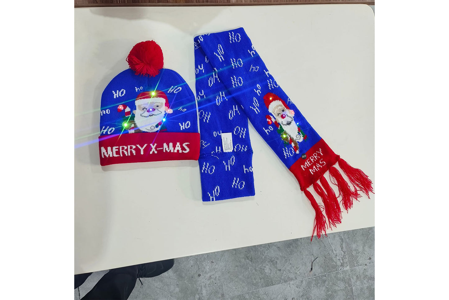 Christmas LED Jacquard Hat and Scarf Set