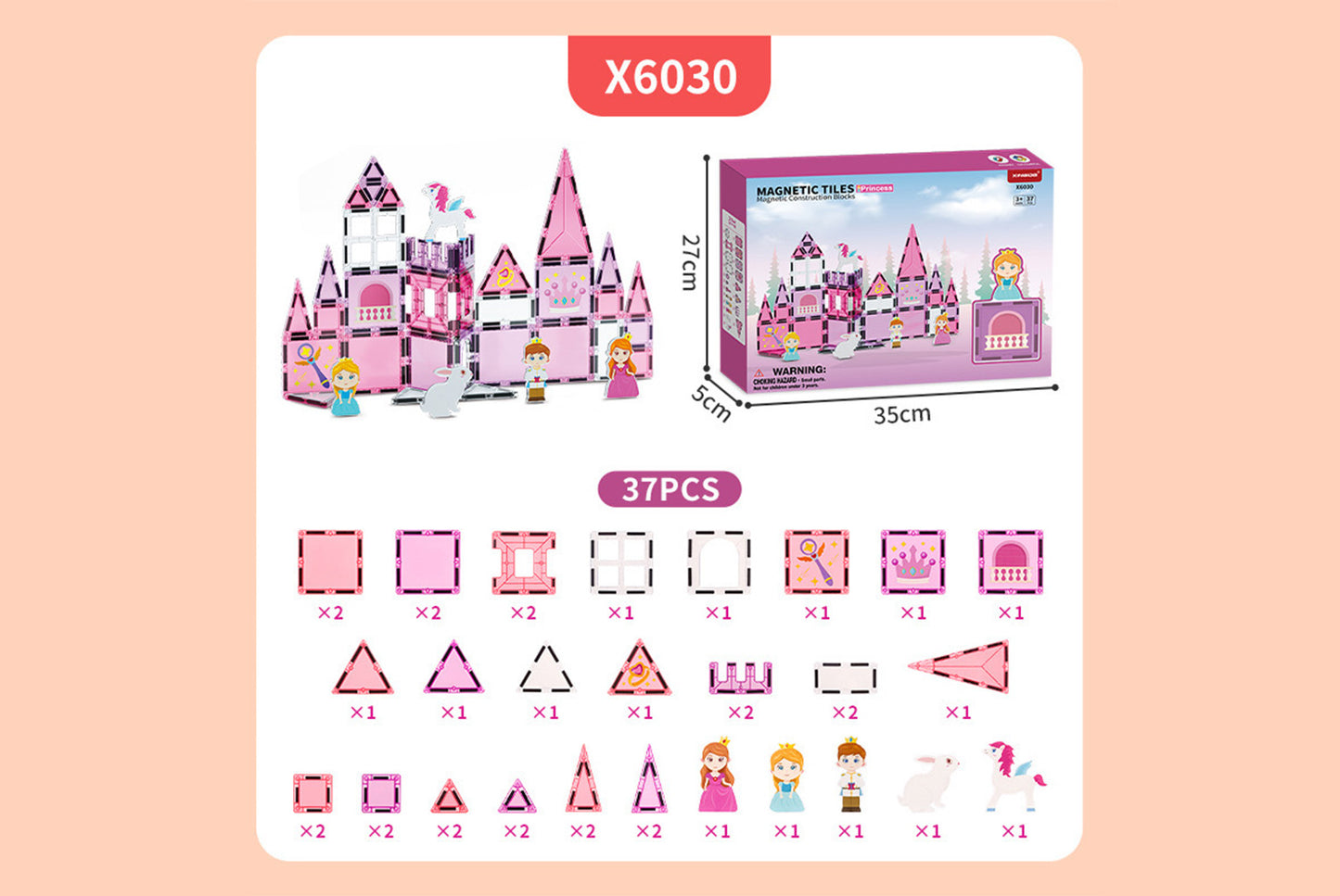 Princess Themed Magnetic Building Blocks
