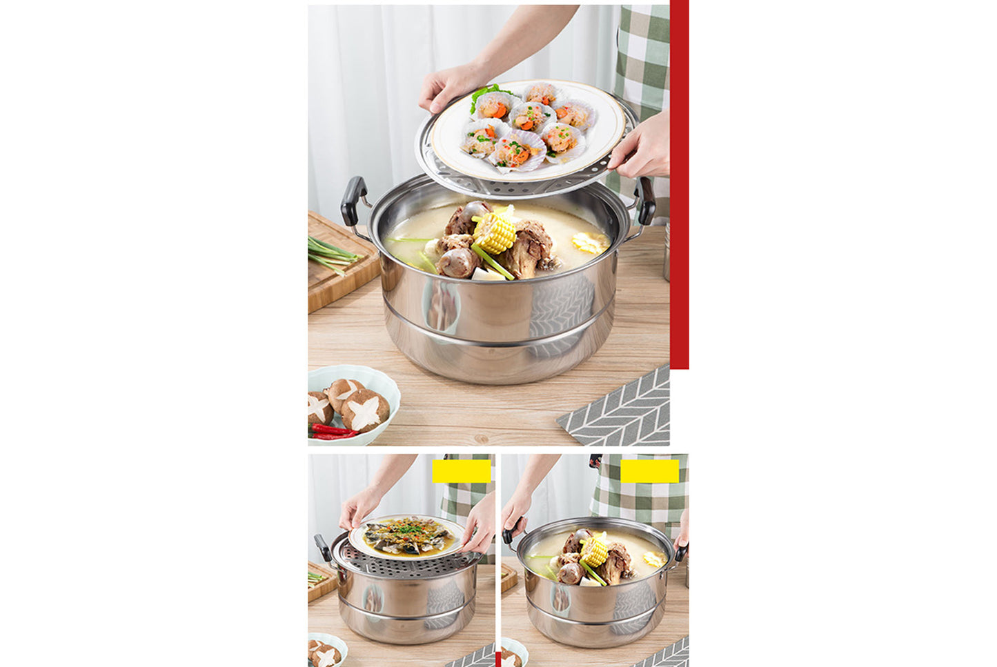 **Multi-Layer Stainless Steel Steamer (Double/Triple Layer Available)**