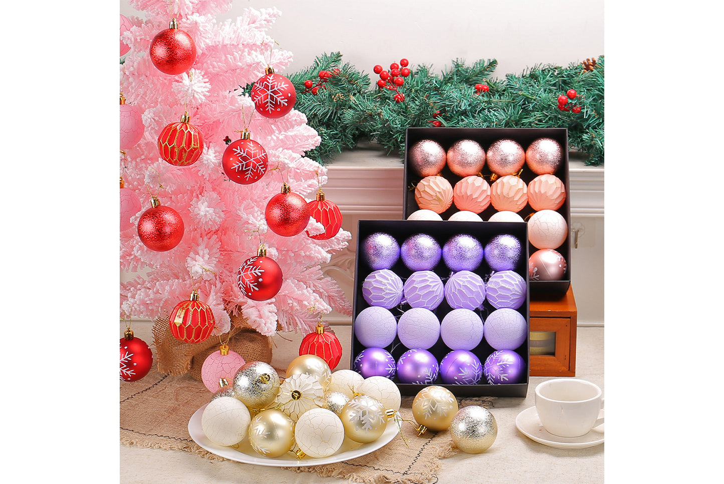 Painted Christmas Ball Pendant Set - Shaped Christmas Tree Decoration