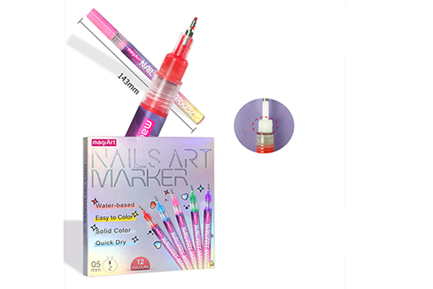 12-Color Nail Art Graffiti Pen Set