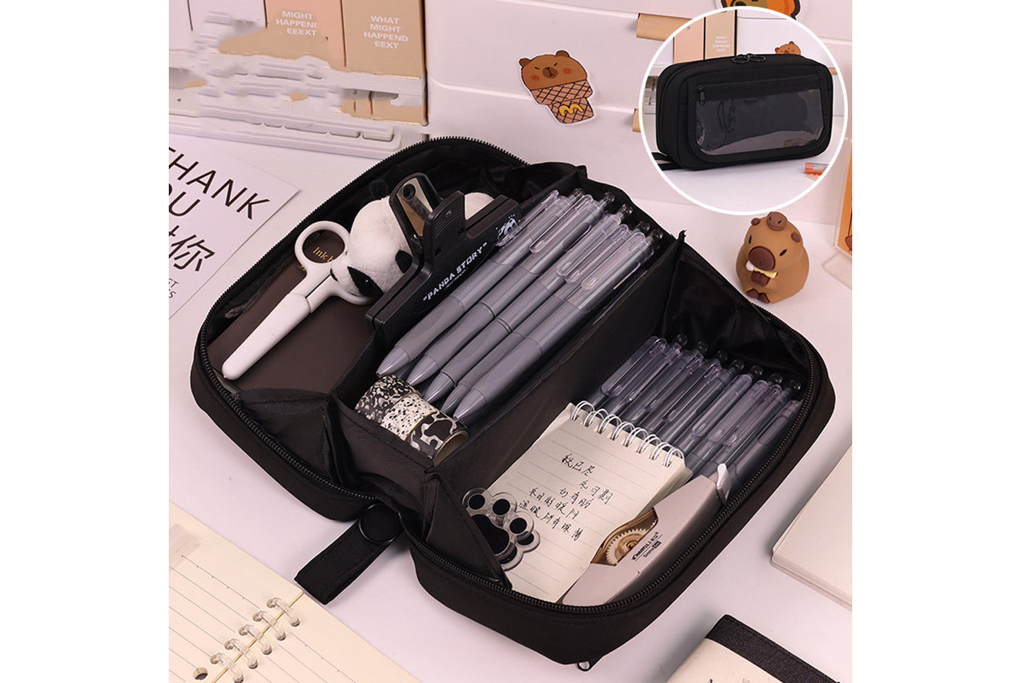 Large Capacity Flip-Top Pencil Case