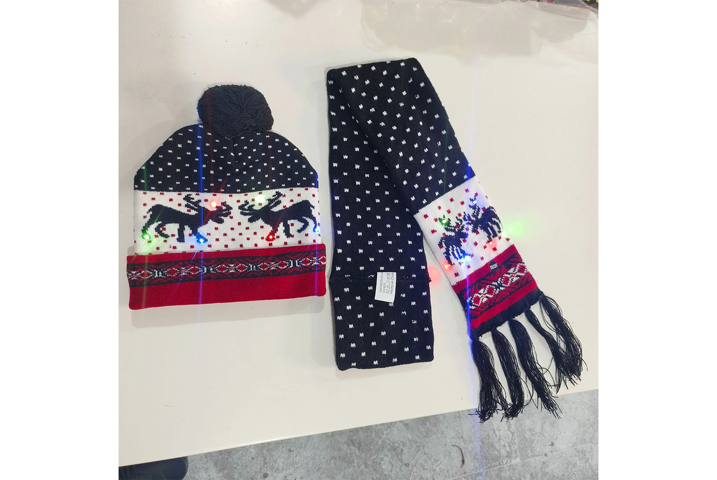Christmas LED Jacquard Hat and Scarf Set