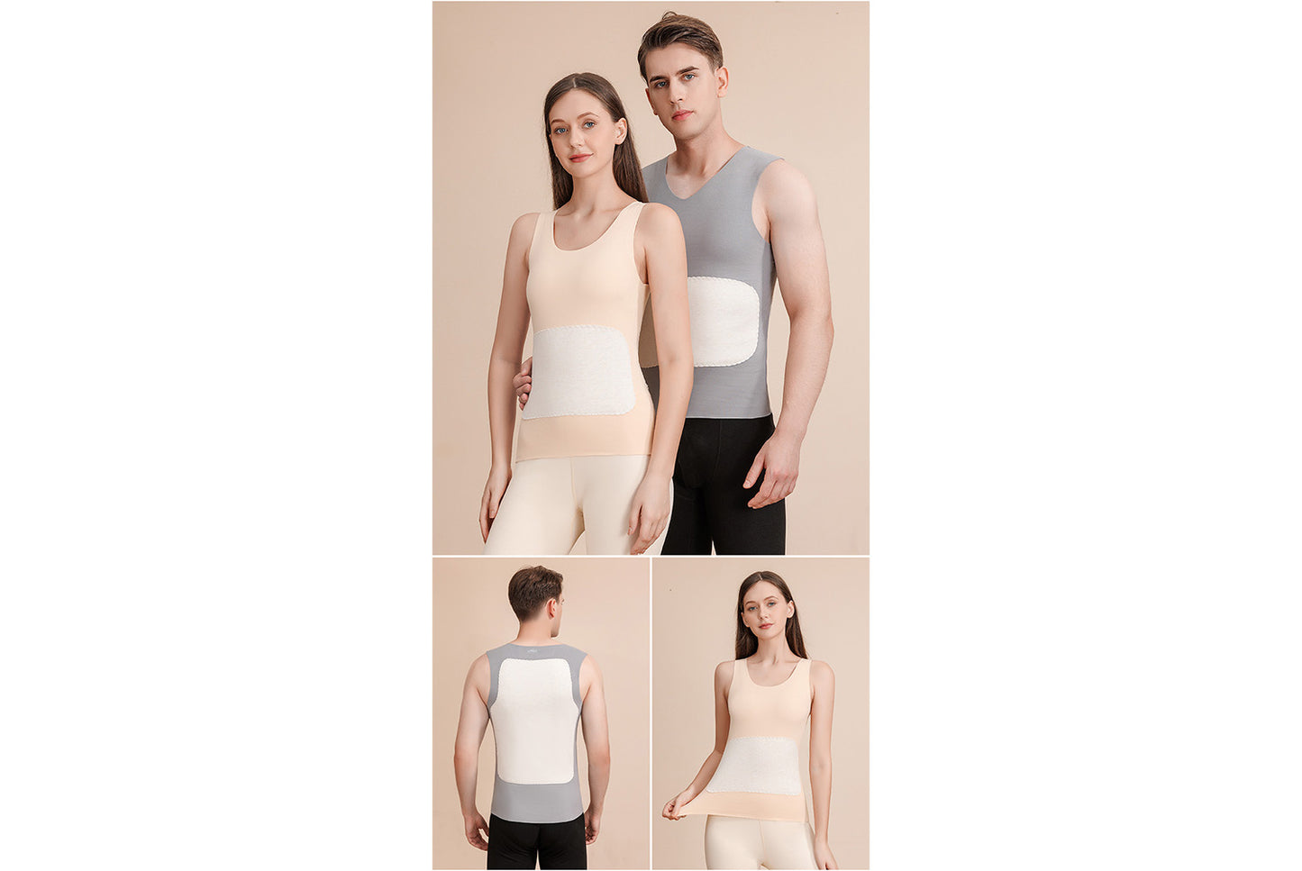 **Couple Large Patch Seamless Warm Vest Set**
