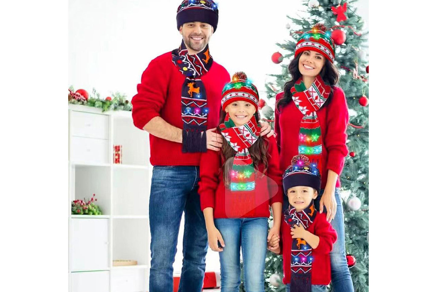 Christmas LED Jacquard Hat and Scarf Set