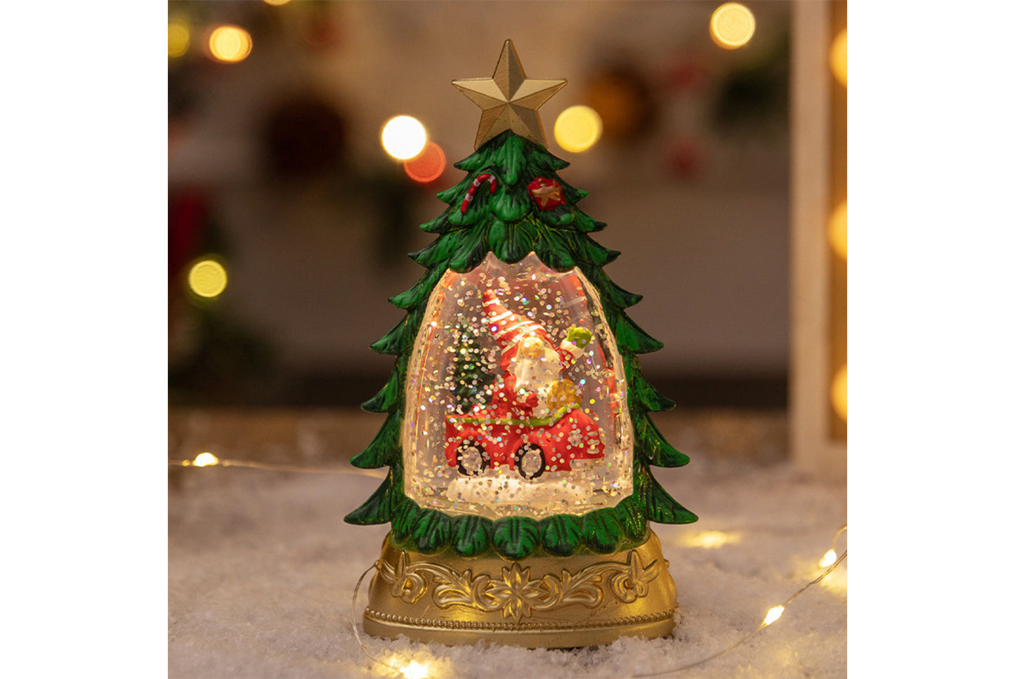 **Christmas Tree Crystal Chandelier - Luminous Snow Desktop Night Light**
