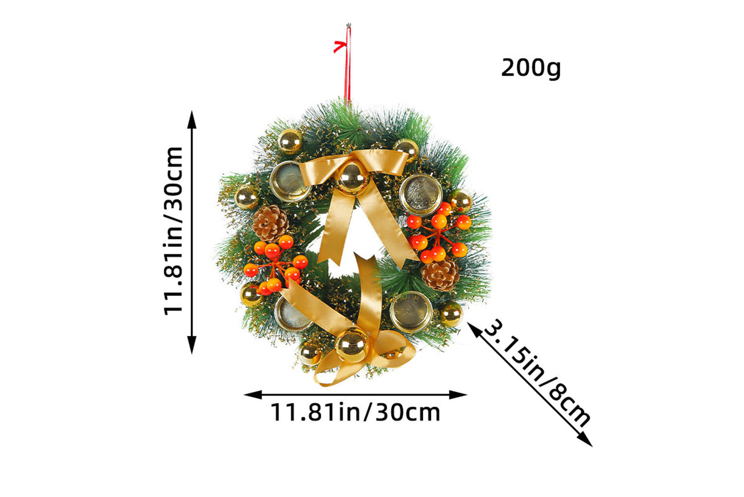 Christmas Candlestick Wreath - Simulated Pine Cone Decorative Wreath