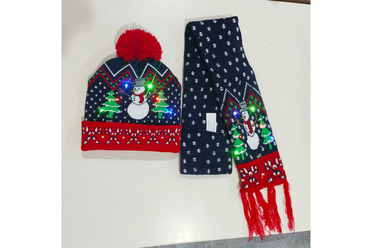 Christmas LED Jacquard Hat and Scarf Set