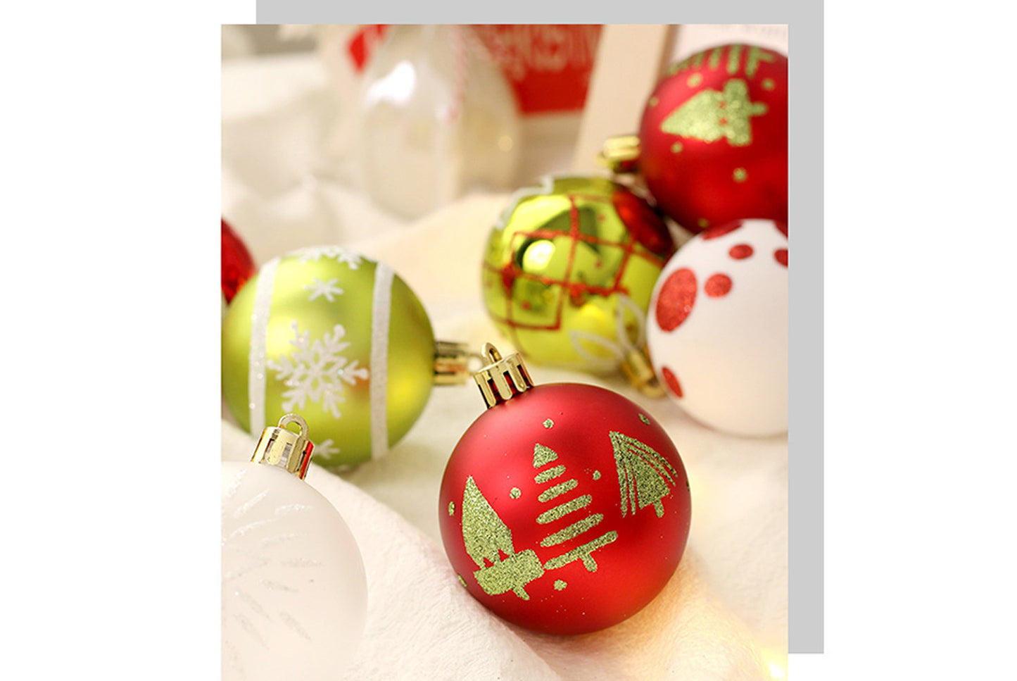 **16-Piece Red, Green, and White Christmas Ball Decoration Set**